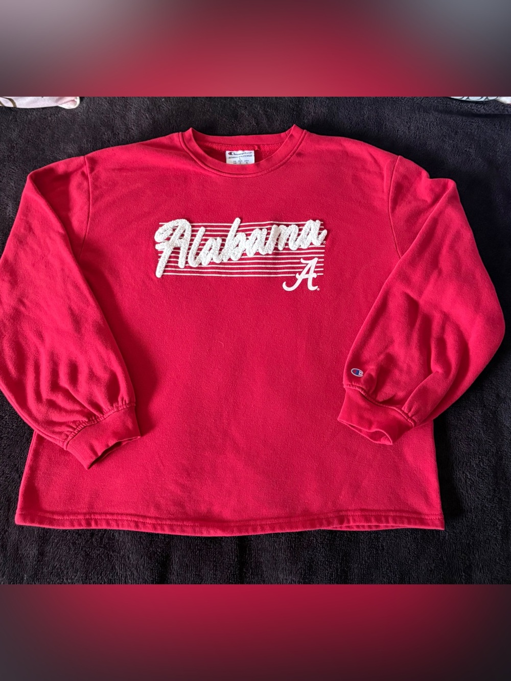 Alabama Crimson Tide x Champion chenille red pullover sweatshirt size mens large